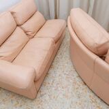 Canapé modulaire en cuir rose vintage Petronio par Tito Agnoli pour Poltrona Frau, design des années 1970.