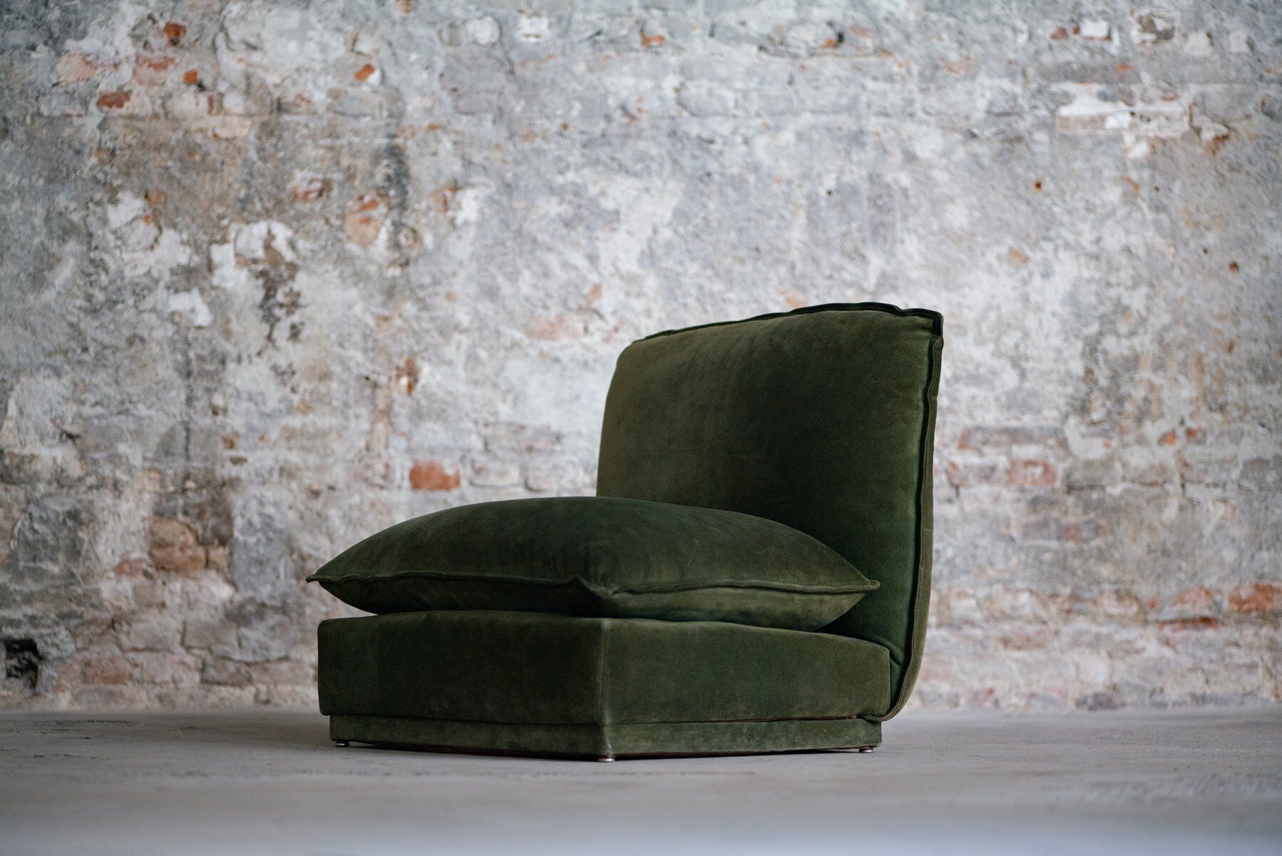 Vintage suede leather armchair, Italy, 1970s