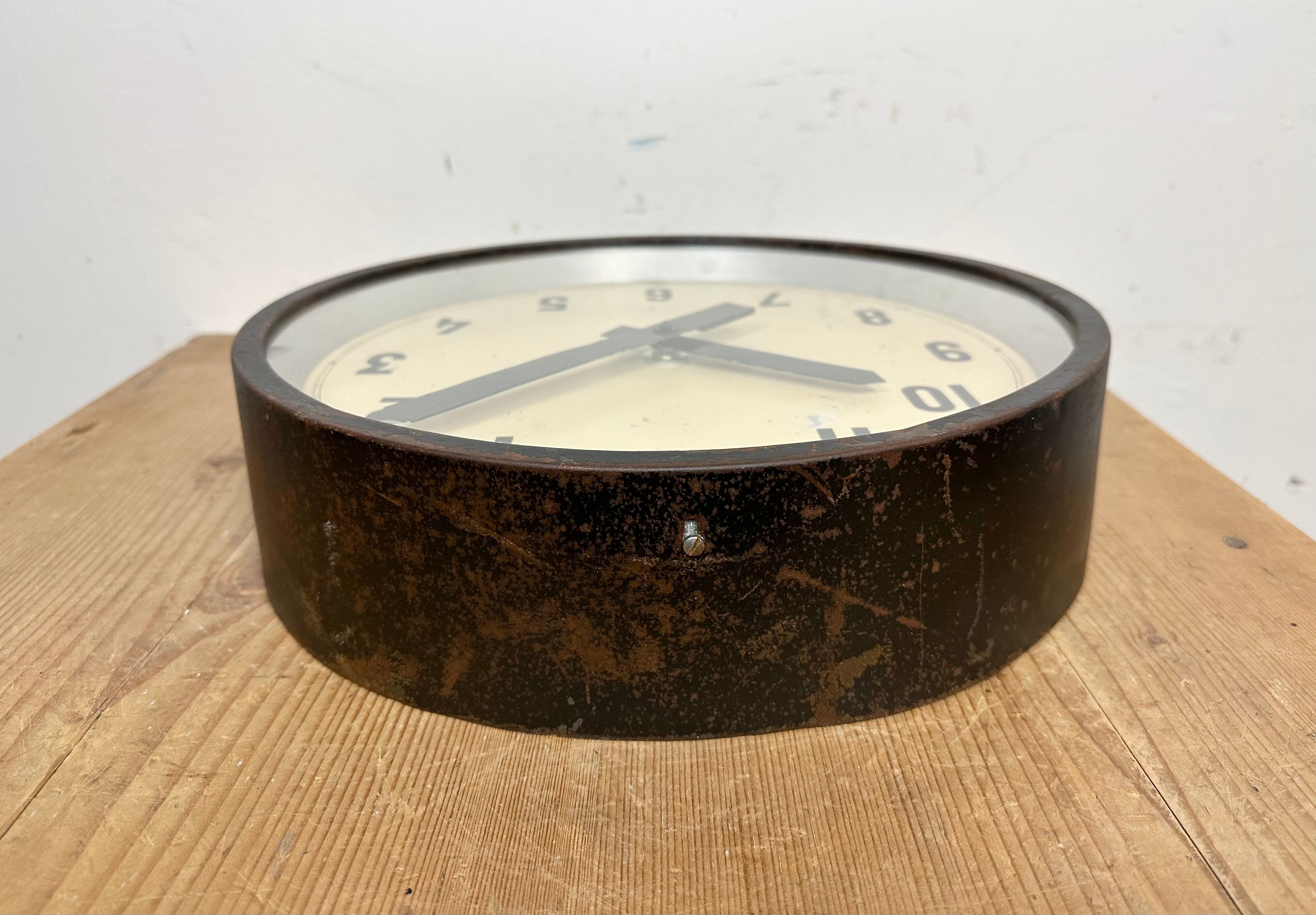Black industrial factory wall clock from IBM, 1950s