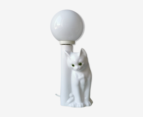 Lampe Chat En Ceramique Vintage Des Annees 80 Selency