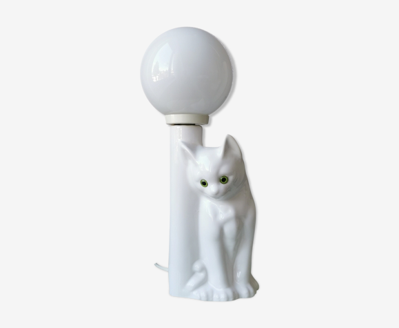 Vintage ceramic cat lamp from the eighties | Selency