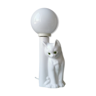 Lampe chat en céramique vintage des années 80