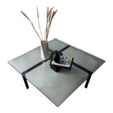 Metaform KW1 coffee table Hank Kwint 1980s glass black metal