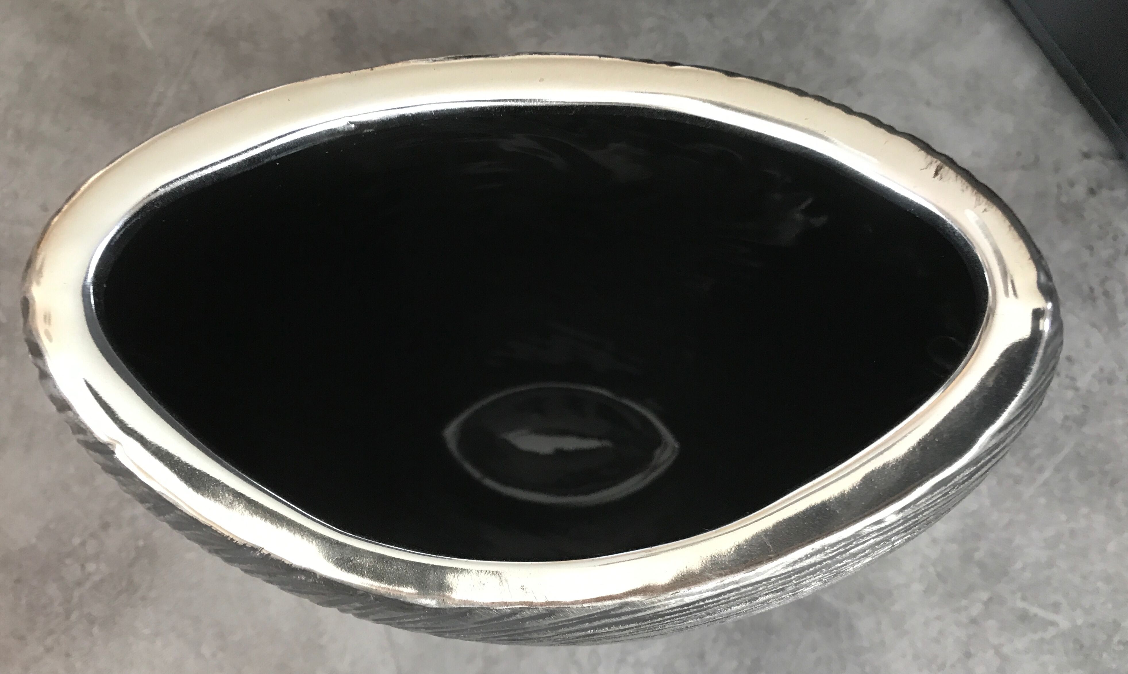 Vase in ceramic form and silver modernist effects 26.5 cm