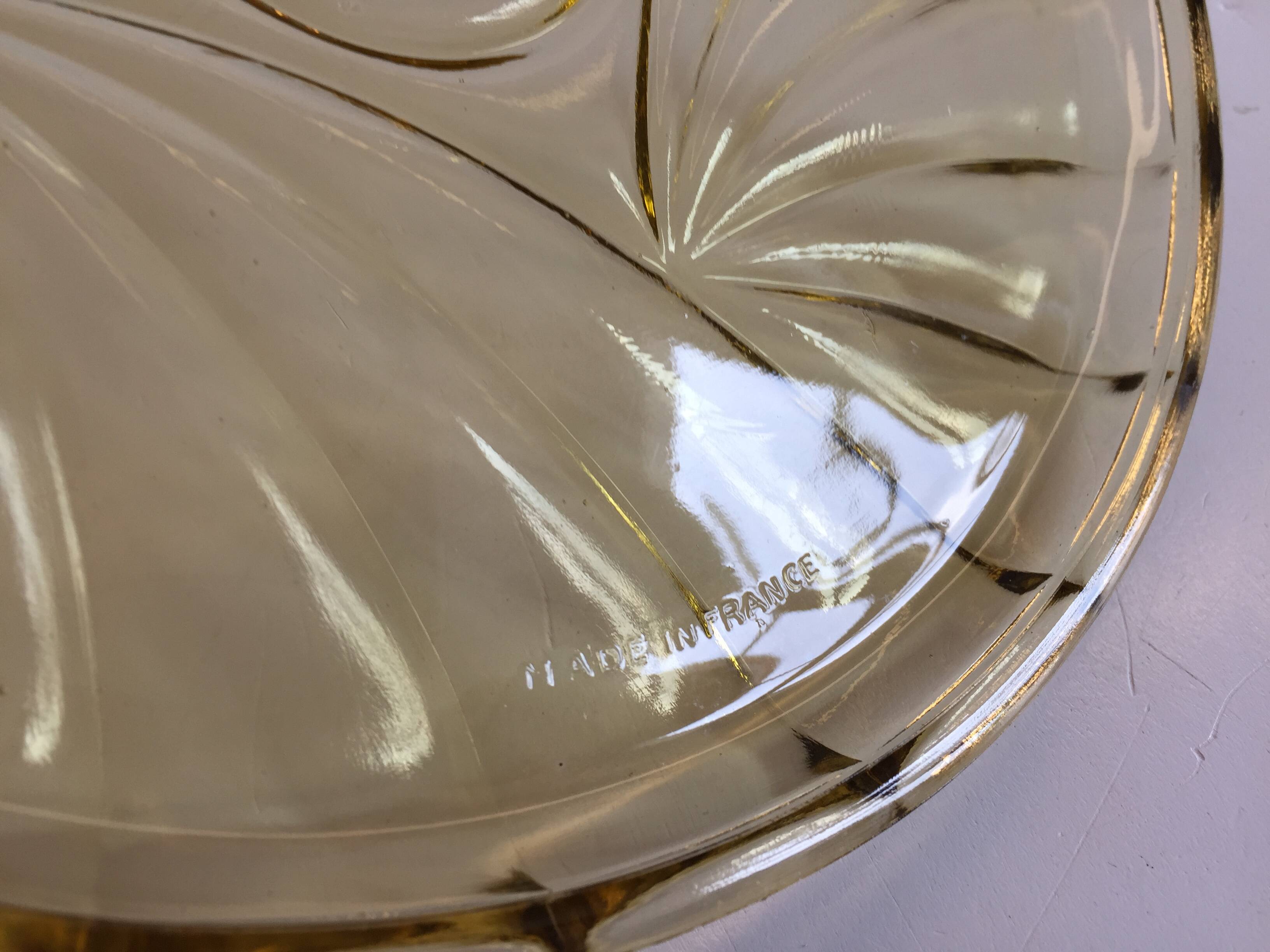 ART DECO Tray and Carafe Amber Yellow Glass
