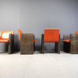 Vintage french armchairs in leather by Maison Vandamme, 1970s