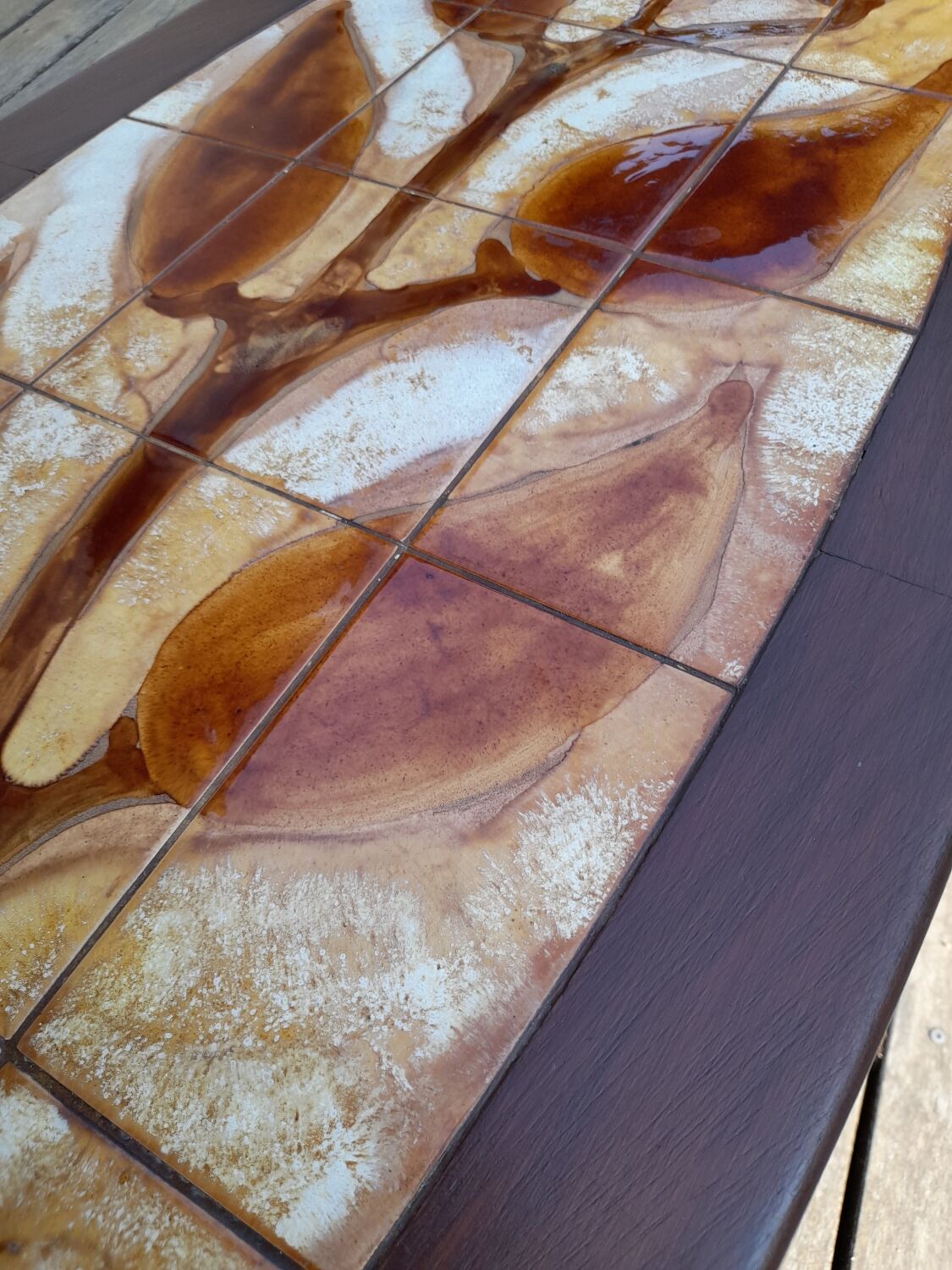 Wood ceramic and metal coffee table by Dan Vallauris 1960