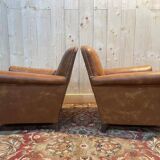 Pair of Club armchairs in imitation leather
