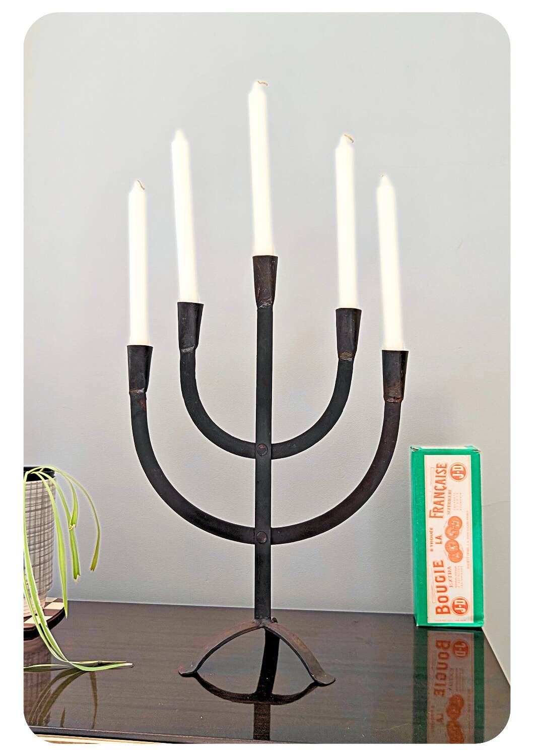 Mid Century Cast Iron Candelabra