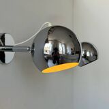 Pair of vintage chrome wall lights, adjustable, France 1960