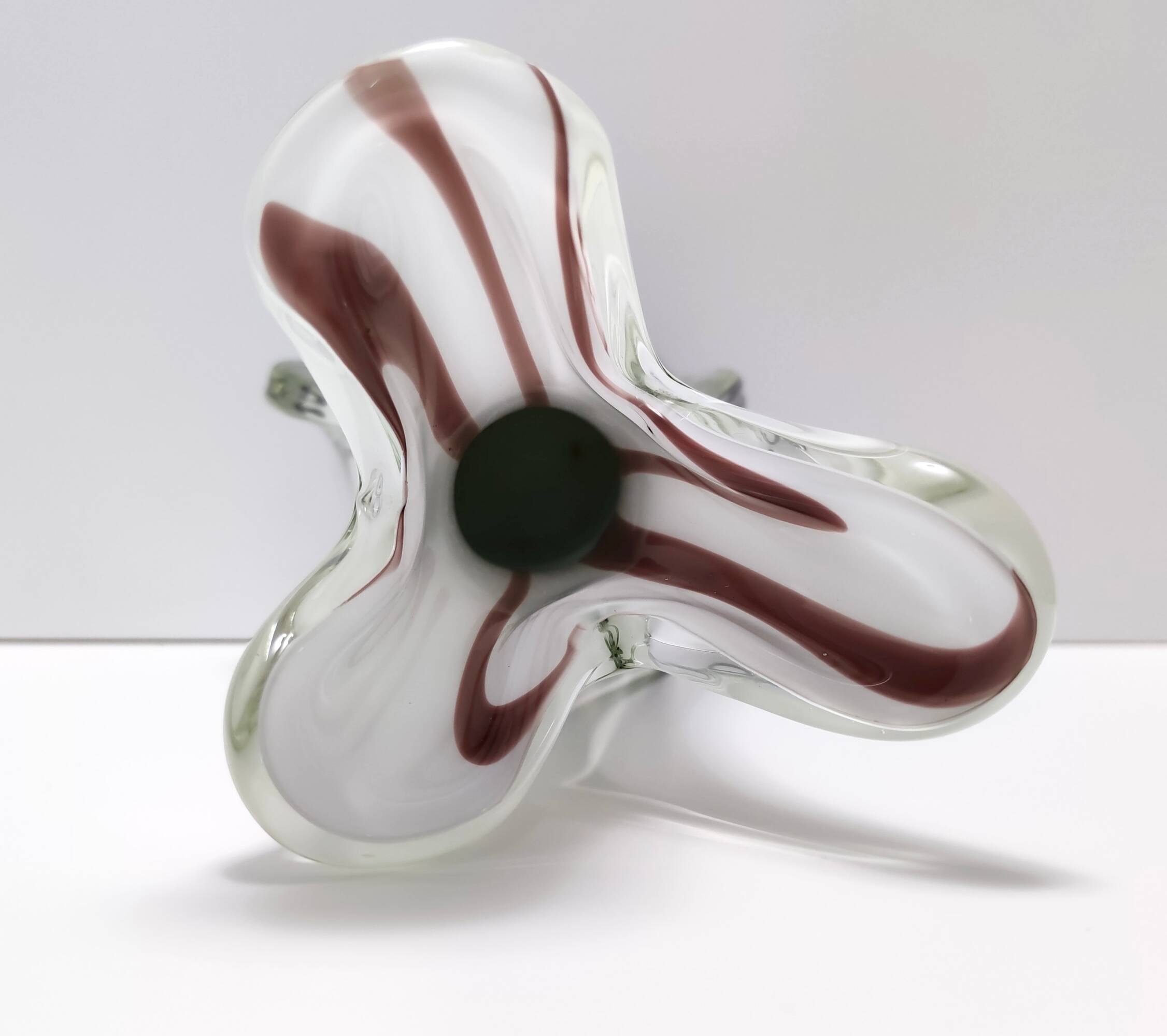 White and Purple Hand Blown Sommerso Glass Vase by Fratelli Toso, Italy
