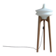 Space Age floor lamp in white glass and wood, 1960s