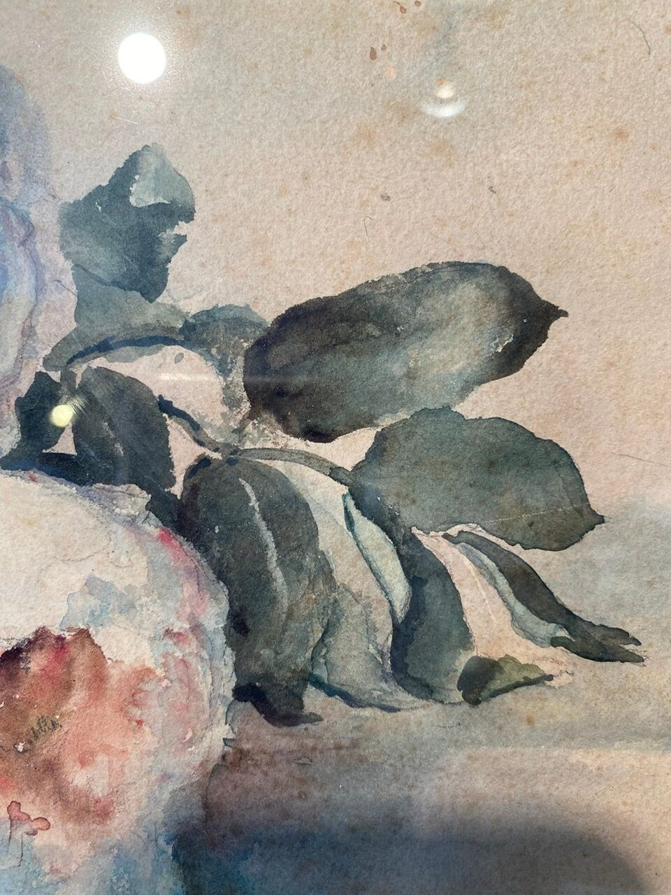 Tableau ancien, nature morte aux roses, XX siècle
