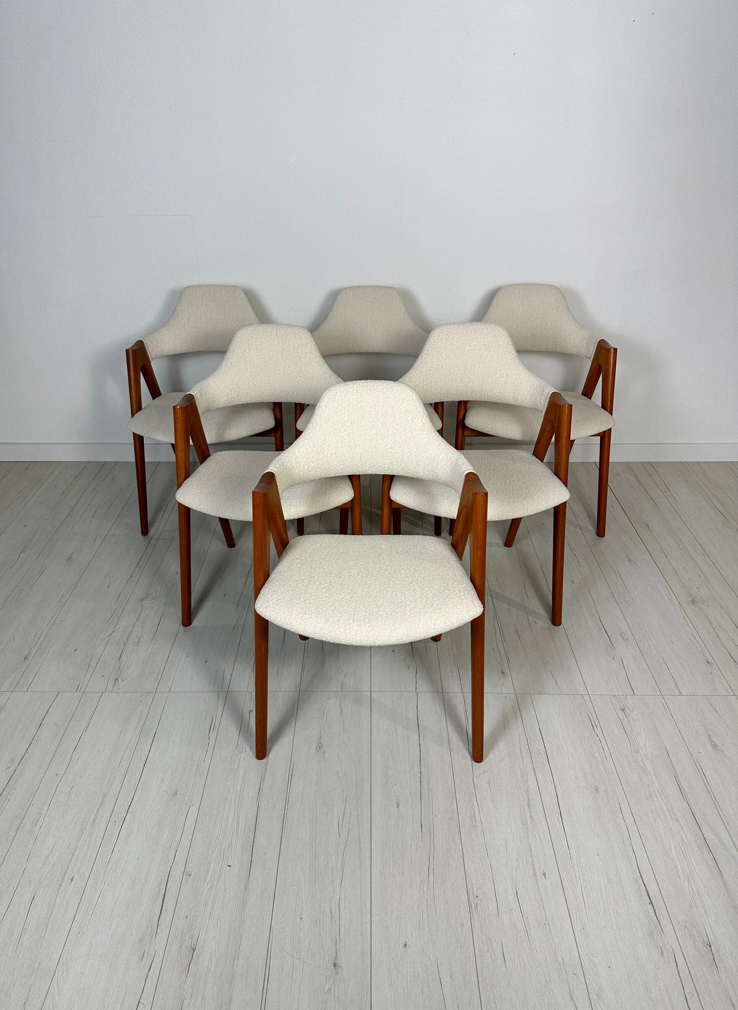 1960s set of 6 Compass teak dining chairs by Kai Kristiansen for Schou Andersen Møbelfabrik