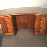1940 desk in kidney shape with 8 drawers, 2 doors and footrest royere style