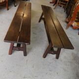 Pair of old solid wood benches