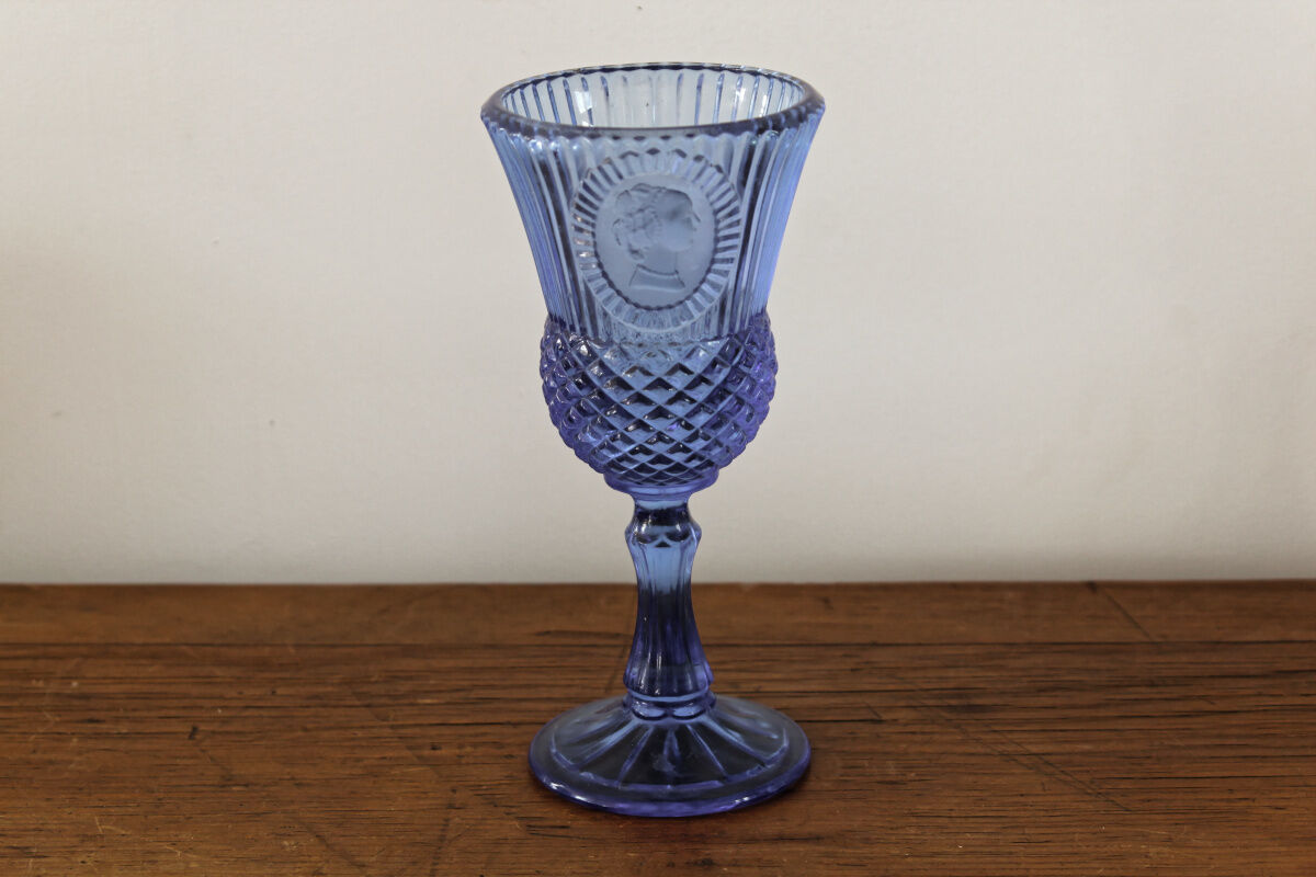 Blue molded pressed glass