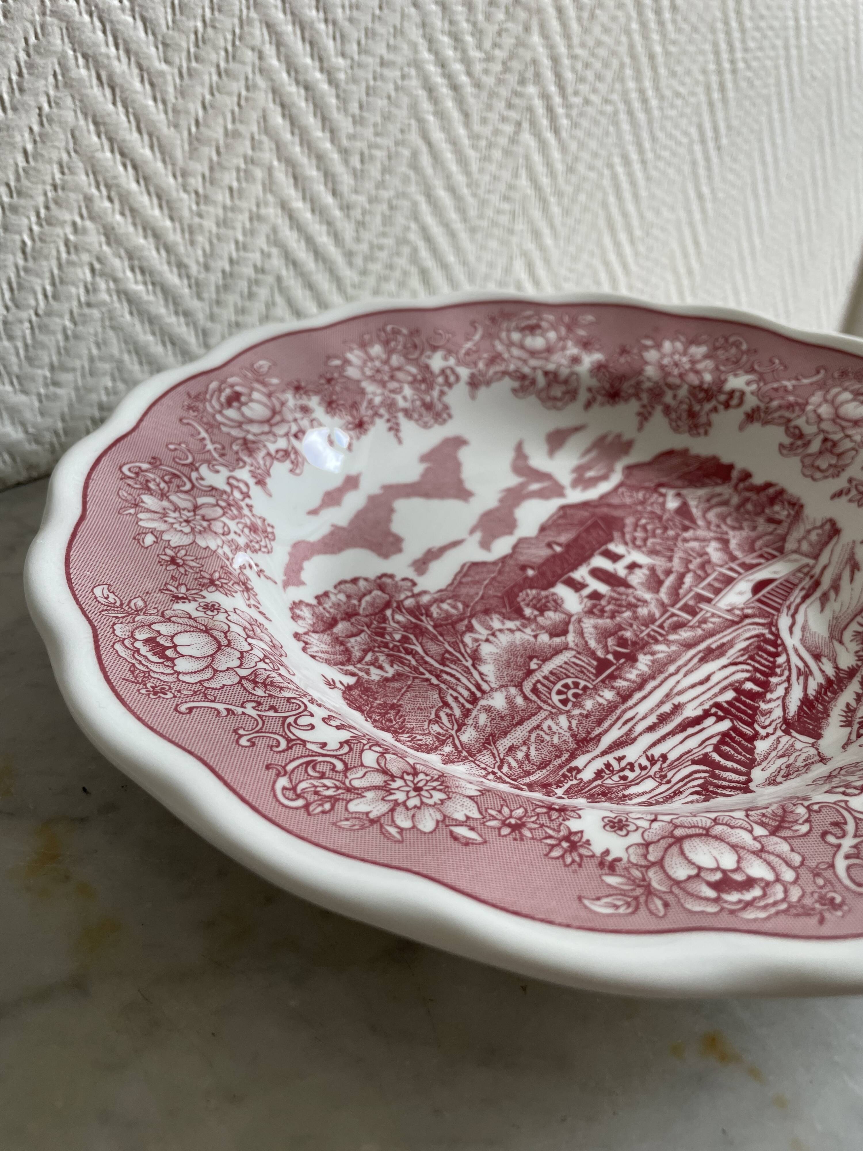 Set of three pink soup plates Fontebasso Made in Italy