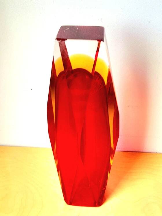 Sommerso vase prism, Flavio Poli, Murano 1970