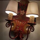 Pair of vintage wood painted mountain wall light
