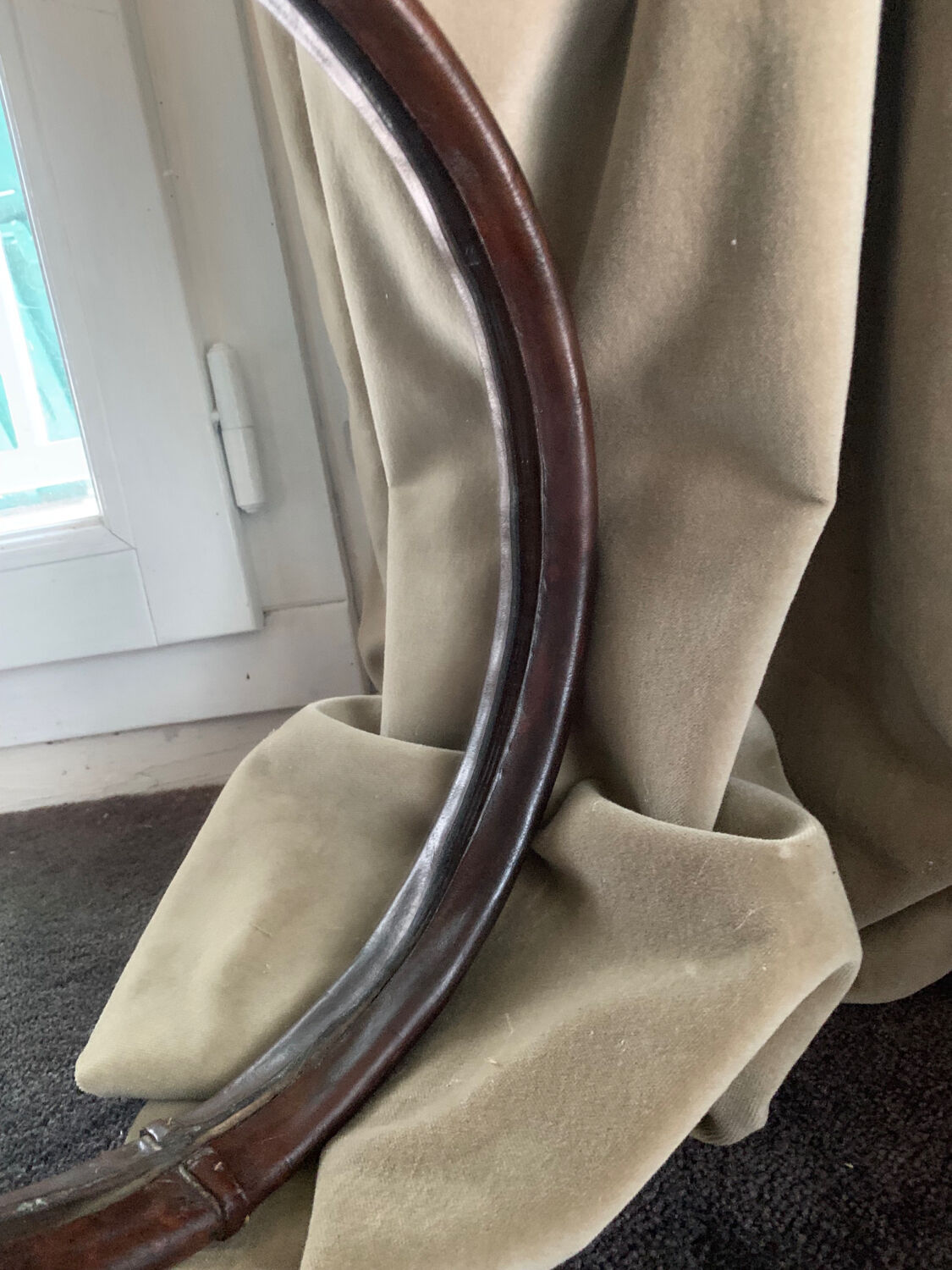 Vintage leather mirror 1940/50 in the spirit of Adnet