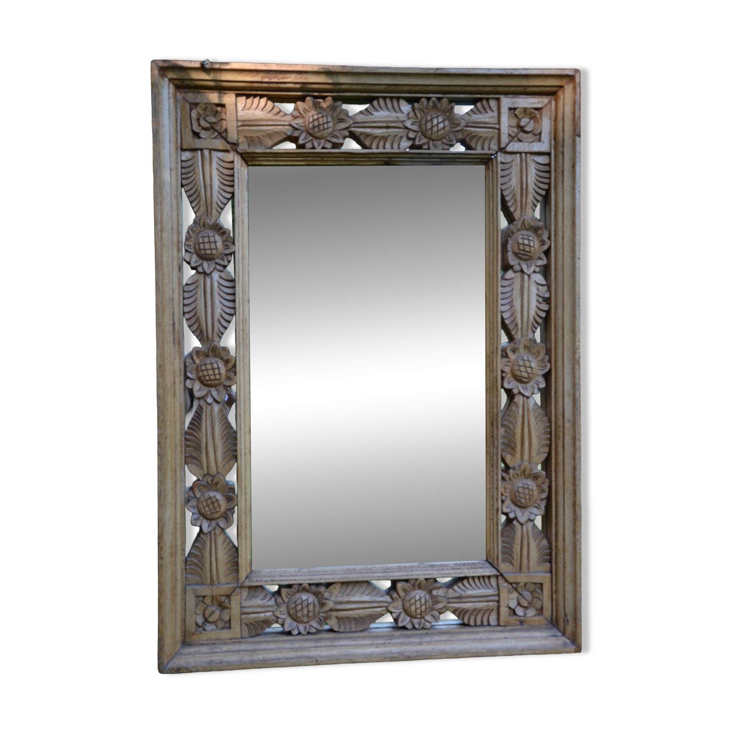 Large carved wooden mirror