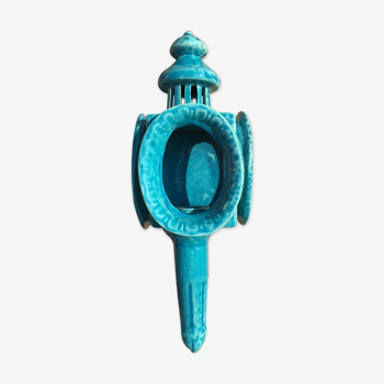 Turquoise ceramic wall sconce 1980