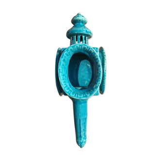 Turquoise ceramic wall sconce 1980