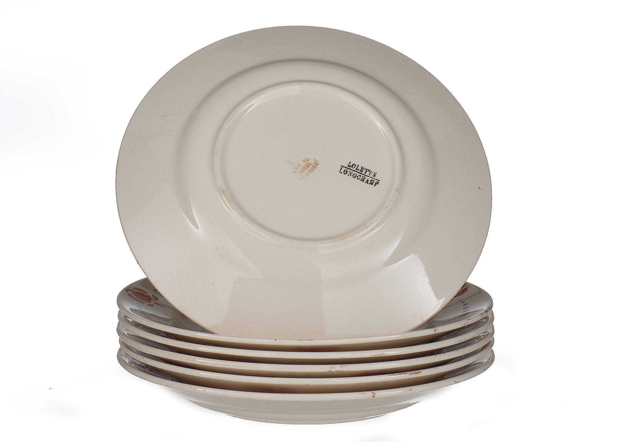 6 flat plates in longchamp earthenware model lolette around 1950 n°1