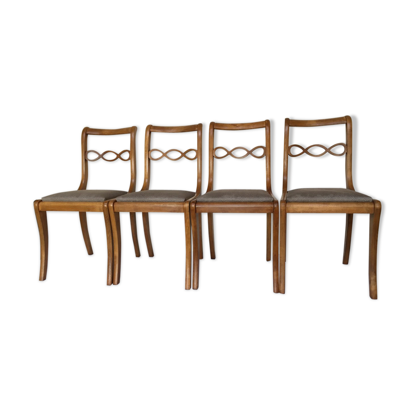 Ensemble de 4 chaises style anglais Dossier Barrette Pieds Sabre