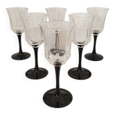 6 verres à vin Octime octogonal pied noir