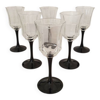 6 verres à vin Octime octogonal pied noir