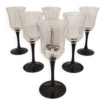 6 verres à vin Octime octogonal pied noir