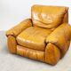 Ensemble de deux chaises longues en cuir cognac italien