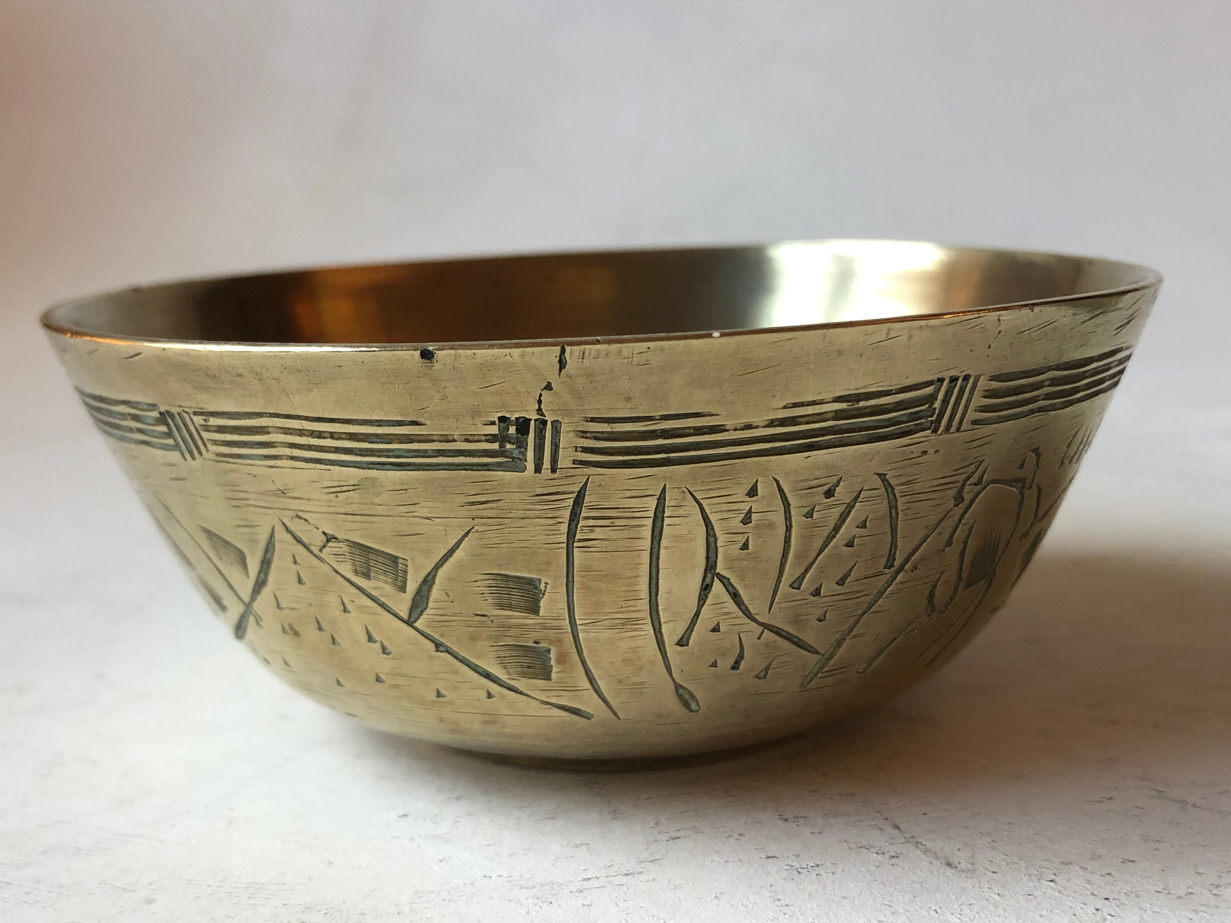 Set of brass Chinese cups