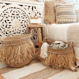 Cushion in raffia, 40x40
