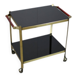 Brass service dessert set with black glass, Germany, 1970s