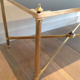 Rectangular coffee table in brass and black lacquered glass