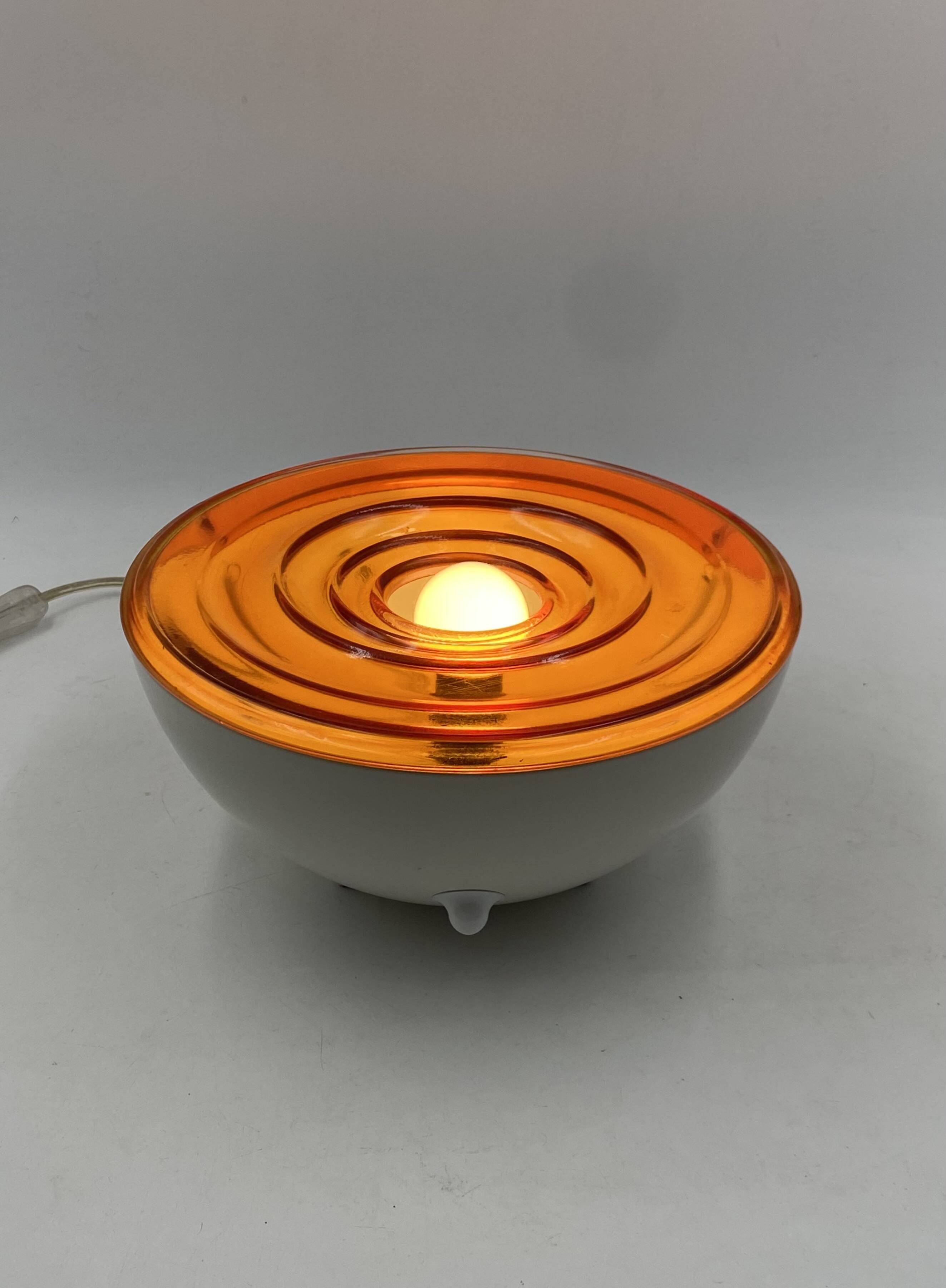 Space Age Orange glass table lamp, France 1970s