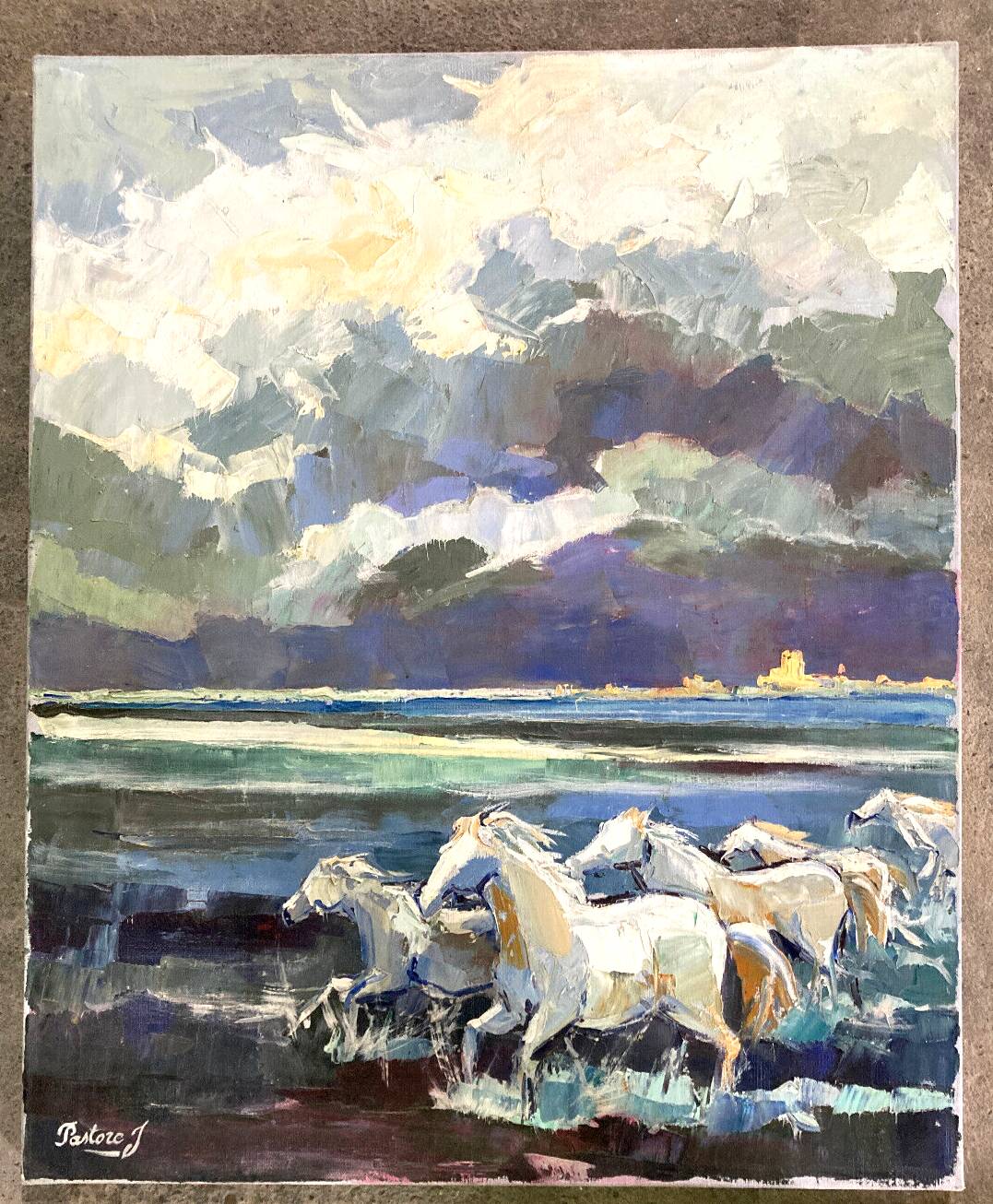 Tableau - Chevaux de Camargue aux Saintes Maries de la Mer