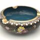 Ashtray, pocket emptier in brass and cloisonné enamel, floral decoration, China