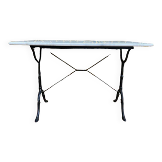 Black cast iron marble bistro table