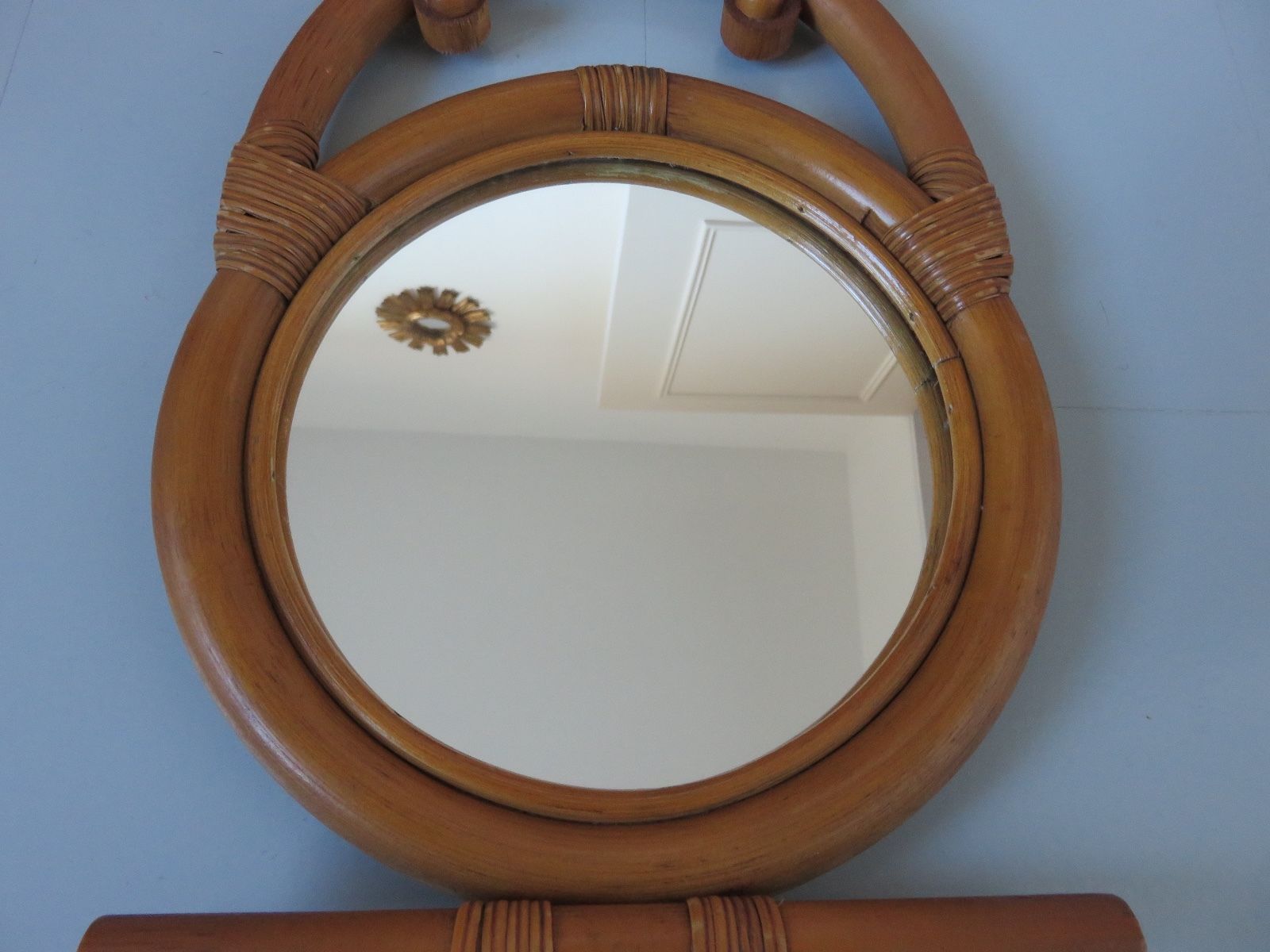 Mirror nice OWL rattan of the 60s 70s