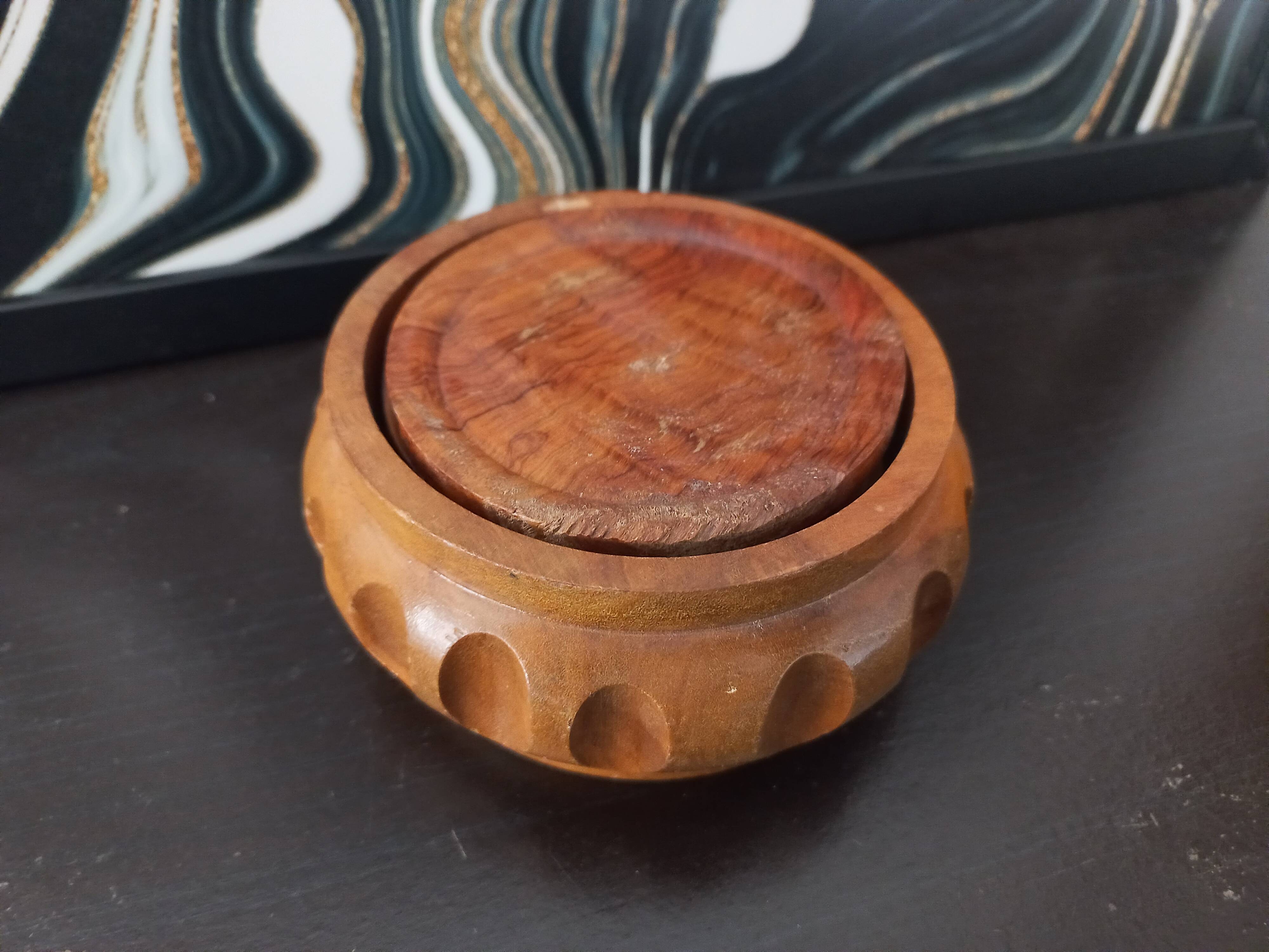 Wooden coasters with vintage holders