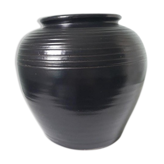 Black stoneware vase