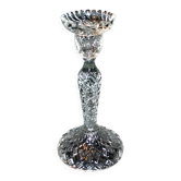 Bougeoir chandelier vintage en verre pressé moulé Portieux Vallérysthal diamant H23