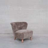 Gösta Jonsson Shearling Mid-Century Swedish Lounge Chair