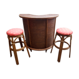 Rattan bar and two stools