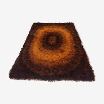 Vintage carpet in orange and brown wool 70 - 150x90 cm