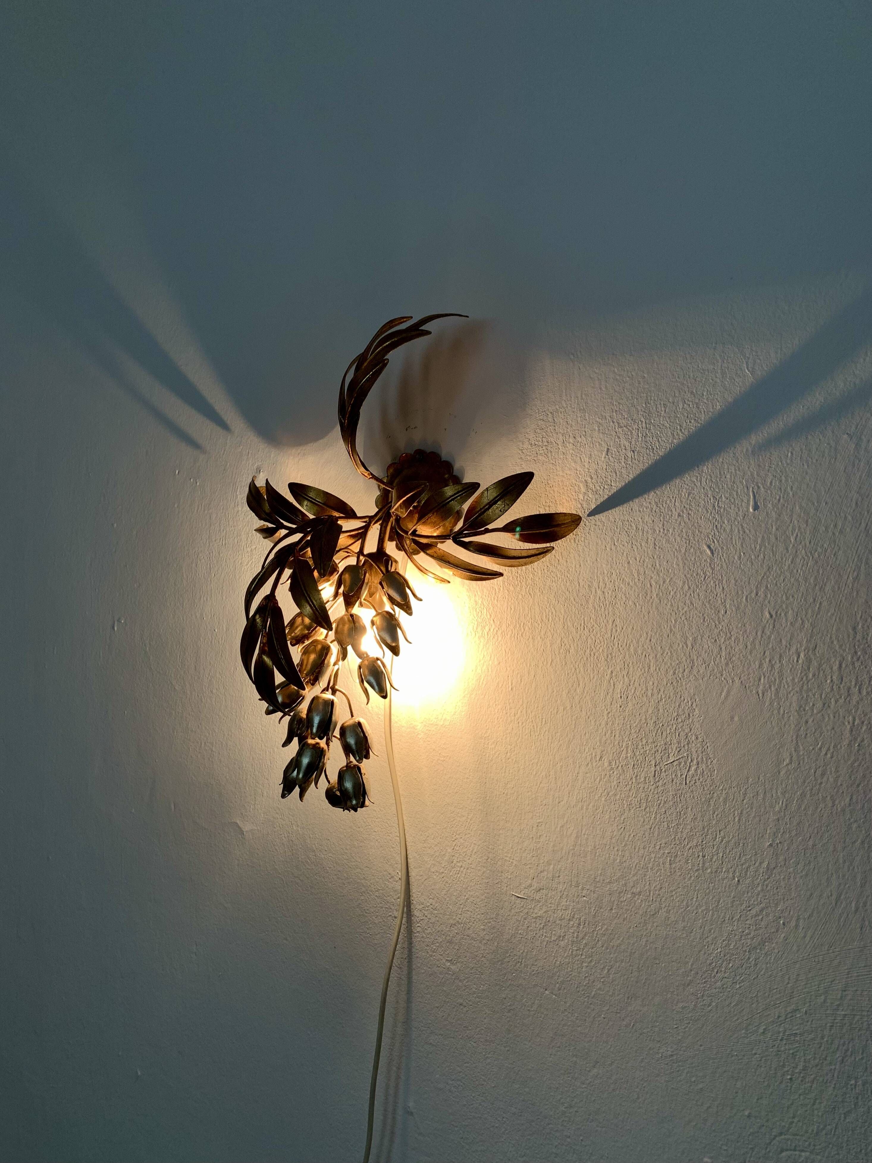 Set of 2 Amazing Italian Hollywood Regency Gilded Wall Lamps by Hans Kögl
